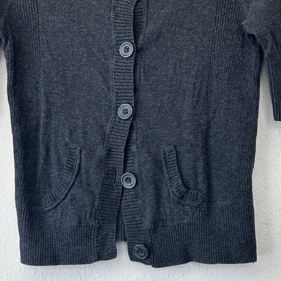 Vintage Mossimo cardigan knit short sleeve fitted Y2K pockets sweater gray S - Picture 5 of 14